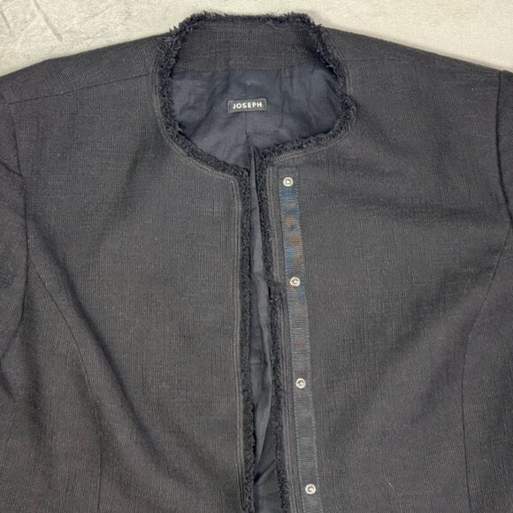 Joseph Black Cotton Blend Raw Edge Cropped Jacket - Picture 4 of 9